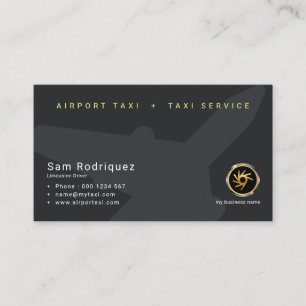 Schlichtes Clean Simple Black Airplane Airport Tax Visitenkarte