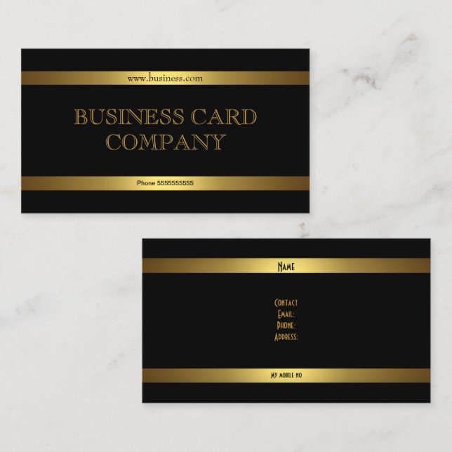 Schlichtes Einfach-Gold-Schwarz Visitenkarte (Vorne/Hinten)