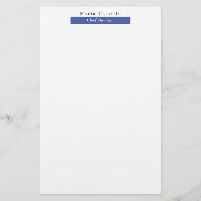Schlichtes elegantes blaues Minimalistisches Desig Briefpapier (Vorderseite)