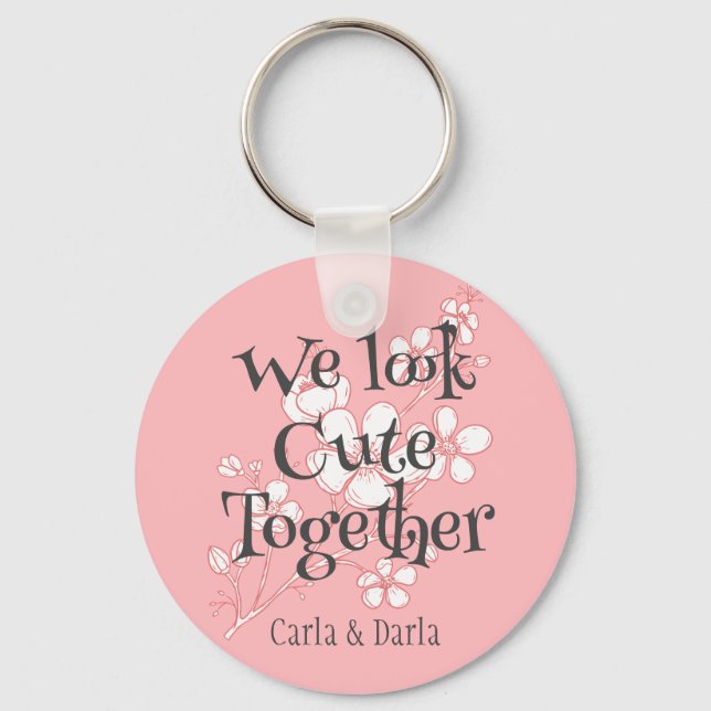 schlichtes, elegantes rosa Valentine, Sweet for Fr Schlüsselanhänger (Vorderseite)