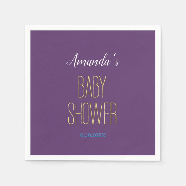 Schlichtes Indigo Gelb Moderne Minimalistische Bab Serviette (Vorderseite)