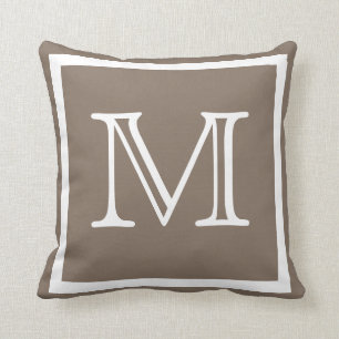 Schlichtes Kissen MONOGRAMM festen dunklen beige