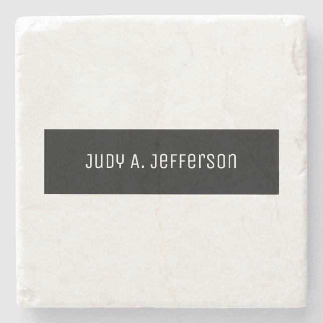 Schlichtes klassisches Minimalistisches Schwarz-We Steinuntersetzer (Vorderseite)