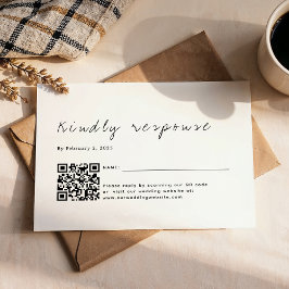 Schlichtes Minimalistisches Script Qr Code Hochfah RSVP Karte