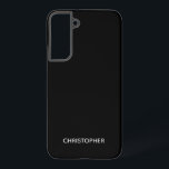 Schlichtes Personalisiertes Schwarz Samsung Galaxy Hülle<br><div class="desc">Dieses Telefongehäuse weist einen personalisierten Namen in einem Block-Schriftart auf einem einfachen schwarzen Hintergrund auf.</div>