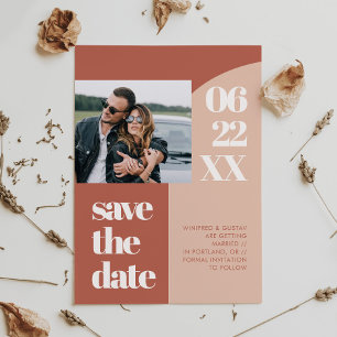 Schlichtes pfirsichfarbenes Foto Save The Date