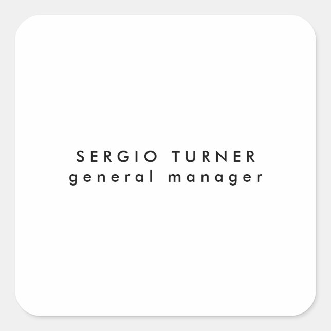 Schlichtes trendy Minimalistisches Berufliches Pro Quadratischer Aufkleber (Vorderseite)