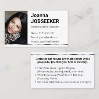 Schlichtes White Classic Jobsucher Minimal Elegant Visitenkarte