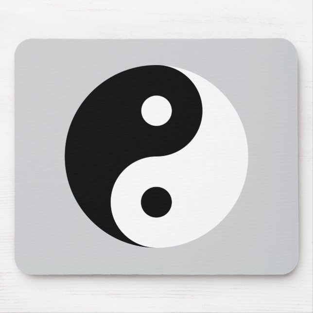 Schlichtes Yin Yang Symbol auf hellgrauem Mousepad (Vorne)
