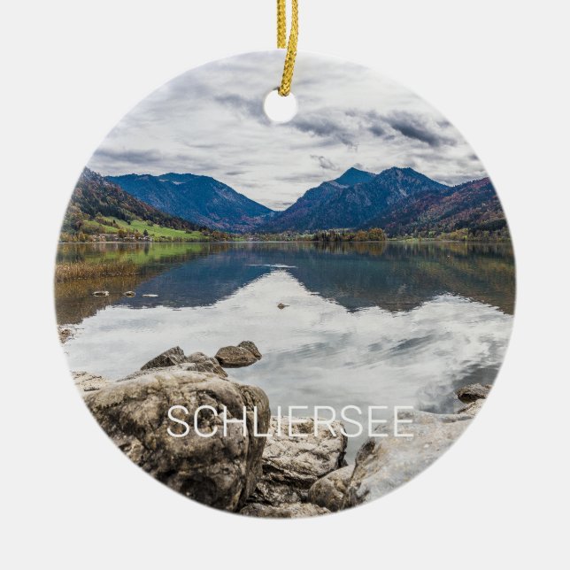 Schliersee Bayerischer See Panorama Souvenir Keramik Ornament (Vorne)