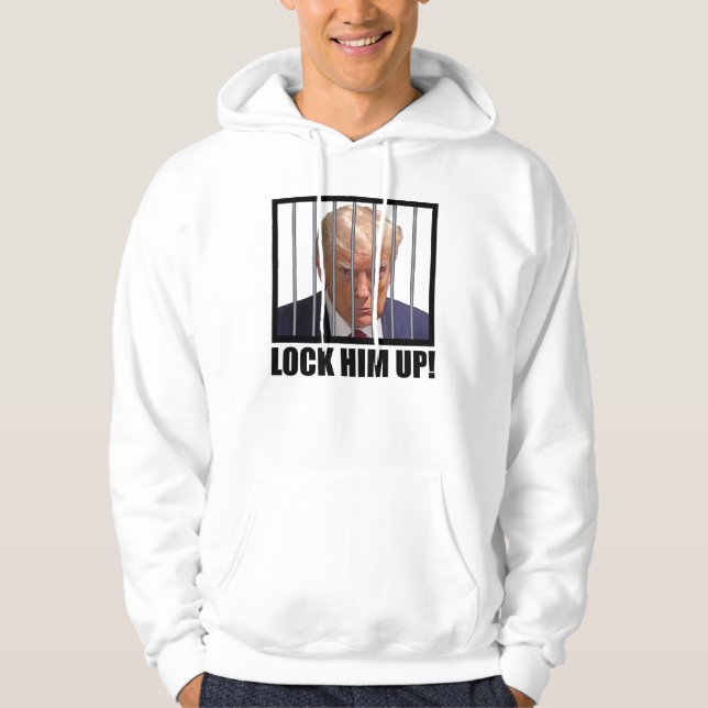 Schließ ihn auf! Trump Mugshot Hoodie (Vorderseite)