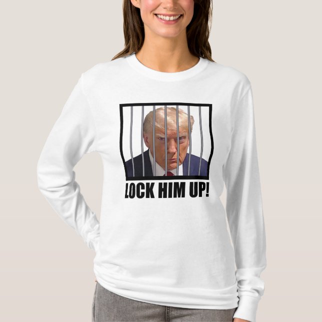 Schließ ihn auf! Trump Mugshot T-Shirt (Vorderseite)