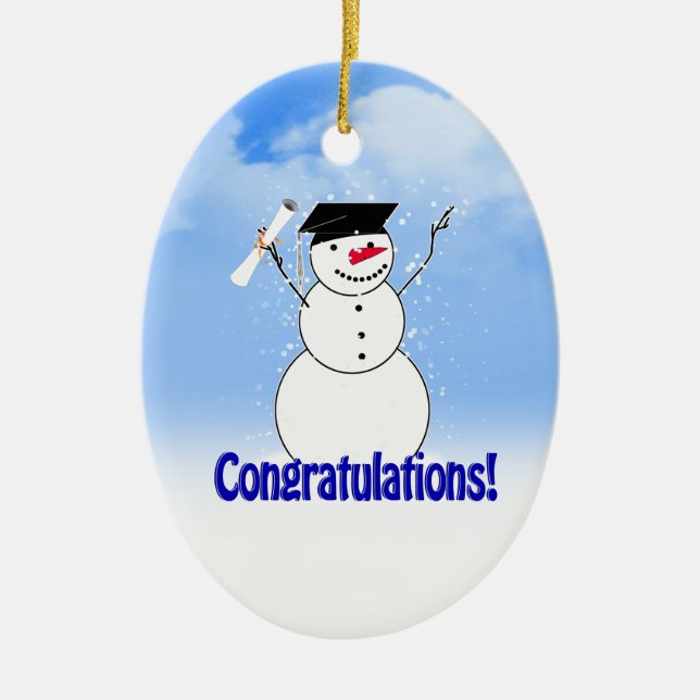 Schließ Snowman mit Diplom Keramik Ornament (Vorne)