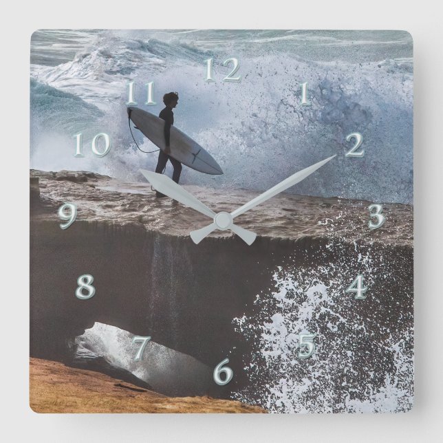 Schließen des Silver Surfers Quadratische Wanduhr (Vorderseite)