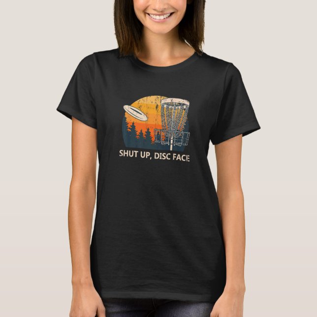 Schließen Sie die Disk Face Disk Golf Spaß Golfer  T-Shirt (Vorderseite)
