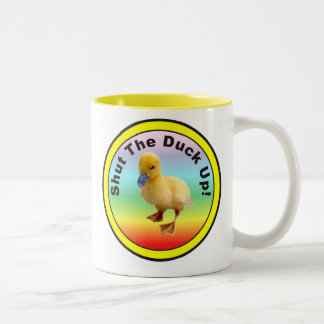 Schließen Sie die Ente Zweifarbige Tasse