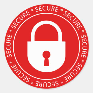 Schließen Sie sicheren Zeichen-Aufkleber zu Runder Aufkleber