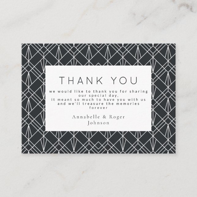 Schließlich danke ich Holzkohle geometrisch stilvo Begleitkarte (Vorderseite)