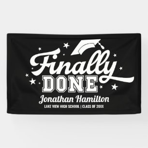 Schließlich Fertig Black Graduation Party Banner