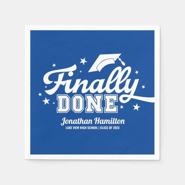 Schließlich Fertig Blue Graduation Party Serviette (Vorderseite)