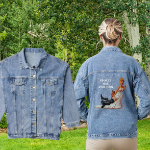 Schließlich Frau Name Funny Figurine Wedding Coupl Jeansjacke