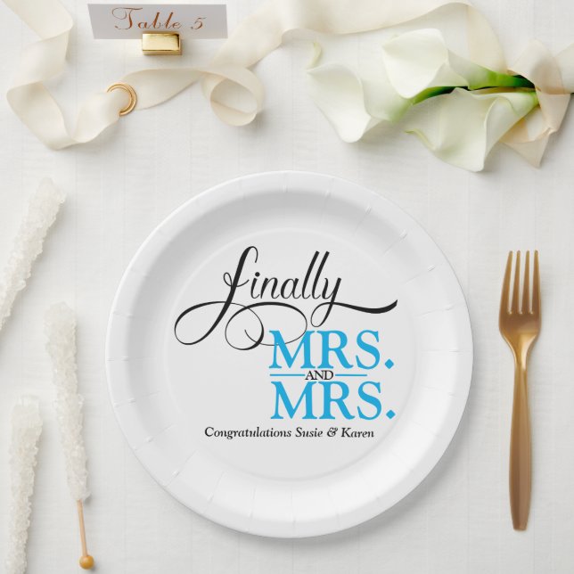 Schließlich Frau und Frau Wedding Empfang Pappteller (Hochzeit)