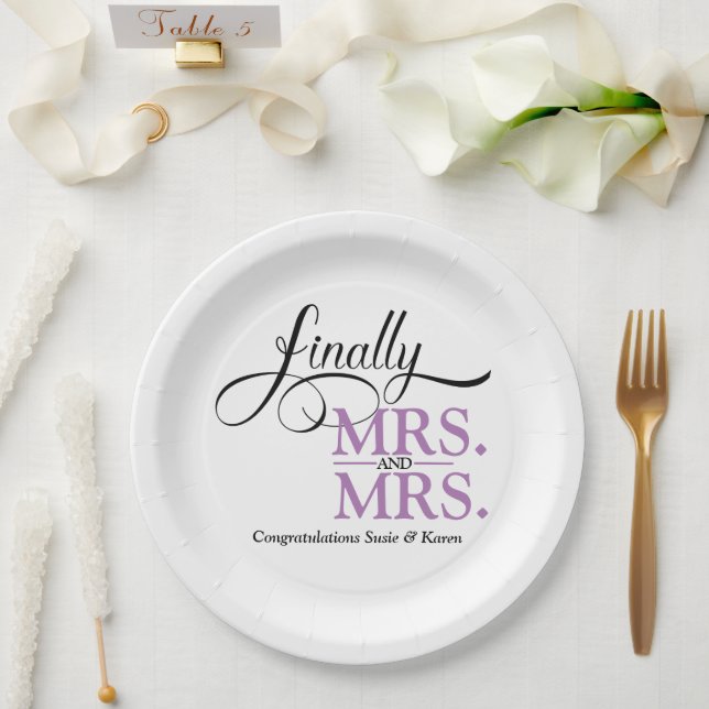 Schließlich Frau und Frau Wedding Empfang Pappteller (Hochzeit)