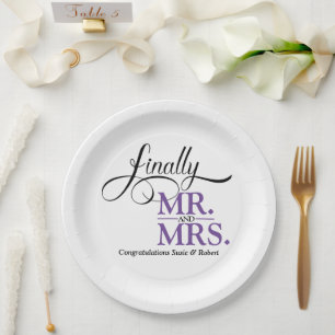 Schließlich Herr und Frau Wedding Empfang Pappteller