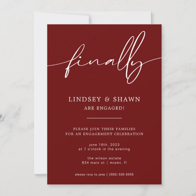 Schließlich Hochzeit Verlobung Ankündigung und Ein (Vorderseite)