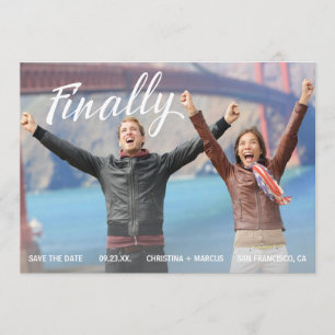 Schließlich Save the Date blauer Streifen