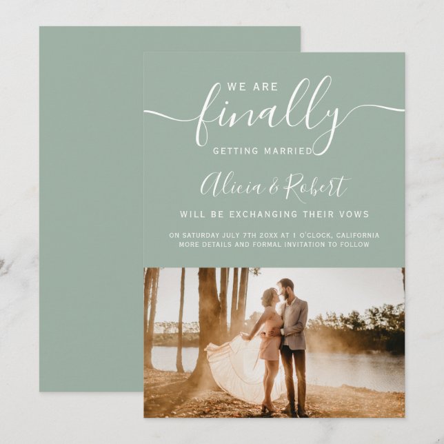 Schließlich Save the Date Skript einfaches grünes  (Vorne/Hinten)