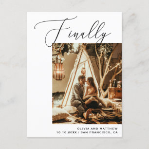 Schließlich. Schwarzweiß, elegant Save the Date Ankündigungspostkarte