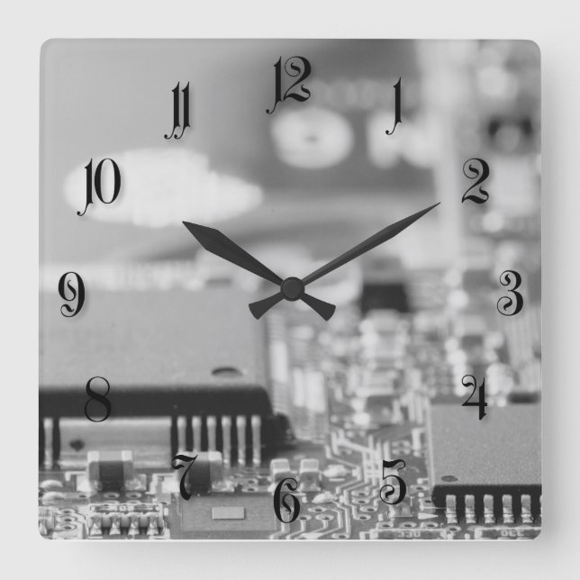 Schließung des Computers Quadratische Wanduhr (Vorderseite)