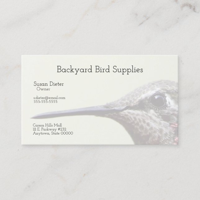 Schließung von Hummingbird Visitenkarte (Vorderseite)