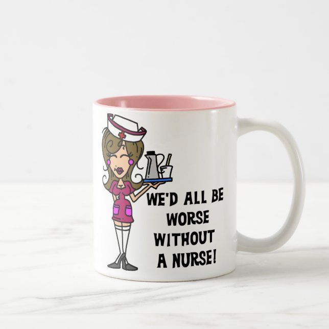 Schlimmer ohne Krankenschwester Zweifarbige Tasse (Rechts)