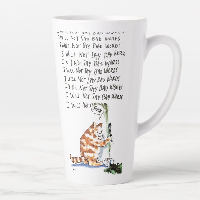 Schlimmes Wort Katze Milchtasse (Rechts)
