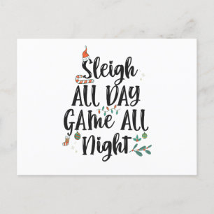 Schlitten den ganzen Tag Spiel die ganze Nacht Lus Postkarte