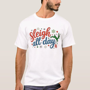 Schlitten fahren den ganzen Tag Weihnachten Rentie T-Shirt