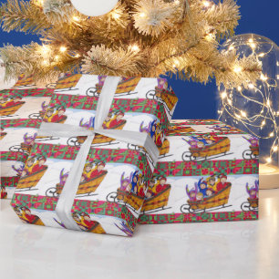 Schlitten-Korb-Freund-WeihnachtsPackpapier Geschenkpapier