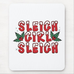 Schlitten Mädchen Schlitten Weihnachten Hässliches Mousepad
