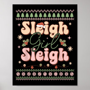 Schlitten Mädchen Schlitten Weihnachten Hässliches Poster
