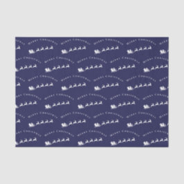 Schlitten-Rentier-Silhouette Marineblaue Muster Seidenpapier