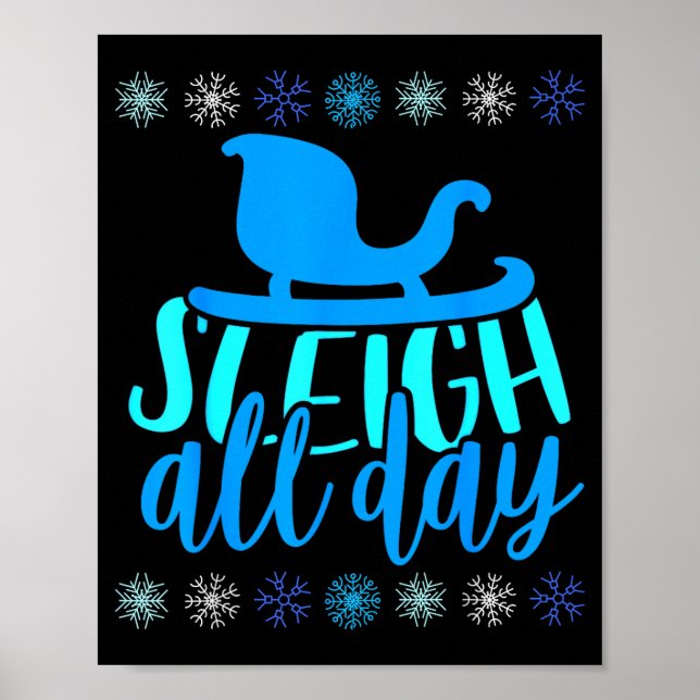 Schlitten Tag Schnee Spaß Schlittenfahrt mit Pferd Poster (Vorne)
