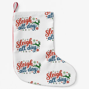 Schlittenfahren den ganzen Tag Weihnachten Feierta Kleiner Weihnachtsstrumpf