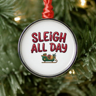 Schlittenfahren den ganzen Tag Weihnachtsdesign Ornament Aus Metall