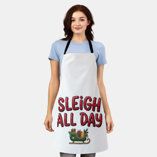 Schlittenfahren den ganzen Tag Weihnachtsdesign Schürze