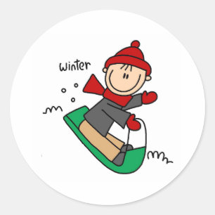 Schlittenfahren Der Winter Schnee Aufkleber