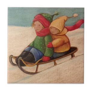 Schlittenfahren Fliese