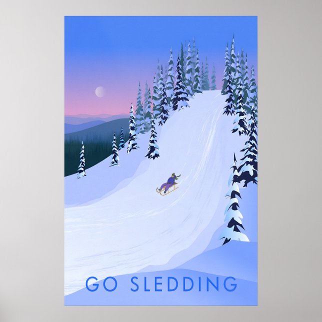 Schlittenfahren Reiseplakat Poster (Vorne)