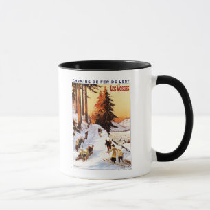 Schlittenfahren und Skifahren auf dem Vosges Poste Tasse